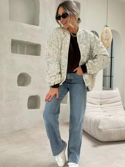 Eleganta tweedjacka med paljetter