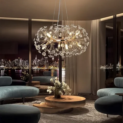 Modern Kristallkrona med Justerbar Höjd