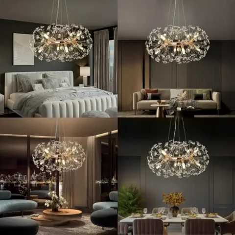 Modern Kristallkrona med Justerbar Höjd